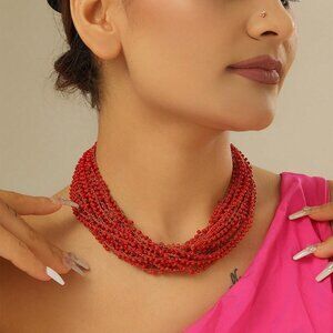 Beaded Necklace,Boho Crochet Necklace,Minimalist Gothic Dainty Vintage Necklace